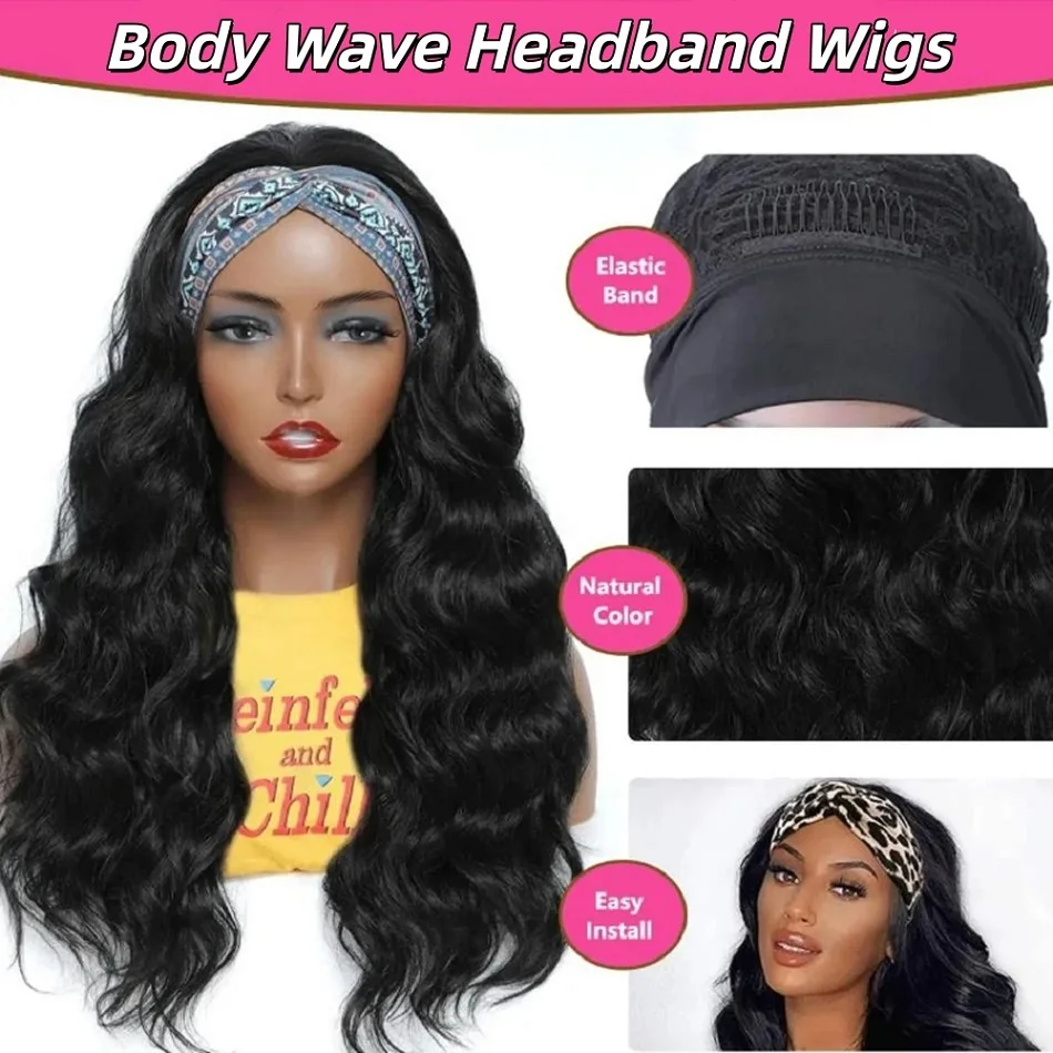 Körperwellen-Stirnbandperücke aus Echthaar, 16 Zoll, brasilianisches Echthaar, Ready-to-Wear-Perücken für schwarze Frauen, Echthaar, glatt, tiefe Wellen, Stirnbandperücken, Wasserwellen-Halbperücken, lockiges Echthaar, Echthaar-Stirnbandperücke, maschinell hergestellt – Detail 3