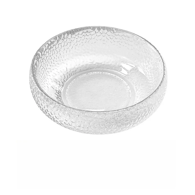 Transparent Japanese Style Hammered Glass Bowl, Round Dessert, Fruit Salad, Ice Cream Cereal Breakfast Bowl 5