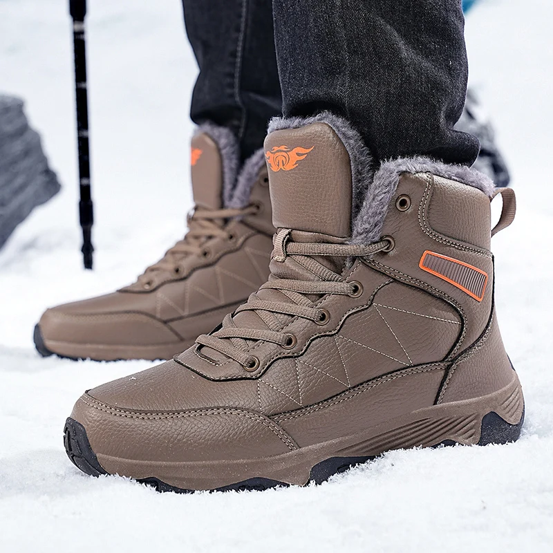 Merk Heren Laarzen Winter Outdoor Waterdichte Warme Katoenen Schoenen Heren Dikke Zolen Pluche Laarzen Enkel Snowboots Anti-Slip Sneakers 2024