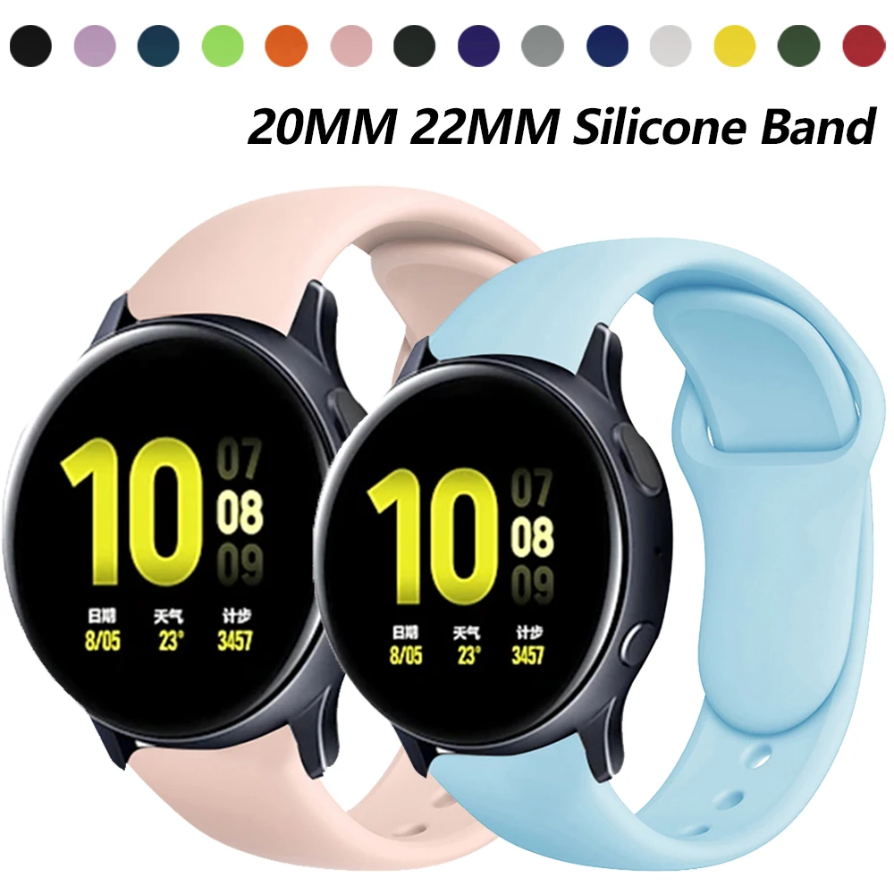 

20mm/22mm Strap for Samsung Galaxy Watch 4/3 Active 2/Huawei GT2e/3/pro Silicone Bracelet Amazfit GTS2/2e/3/Mini/GTR2e/3pro Band