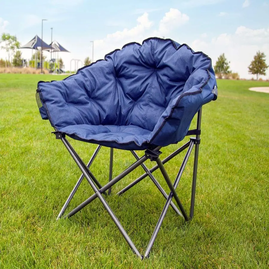 

C932S130, Blue Padded Cushion Outdoor Folding Lounge Patio Club Chair