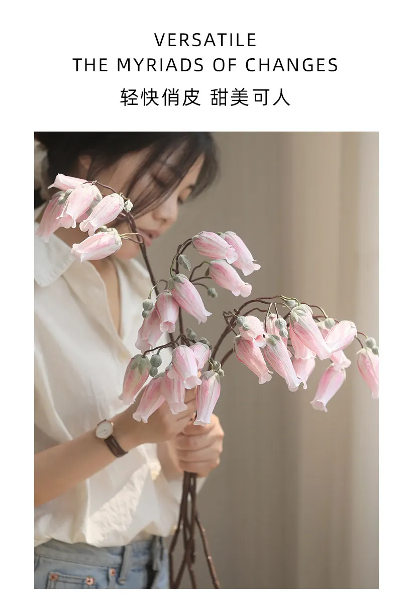 Simulation flower arrangement vase wind chime flower fake living room decoration ornament single high-grade silk