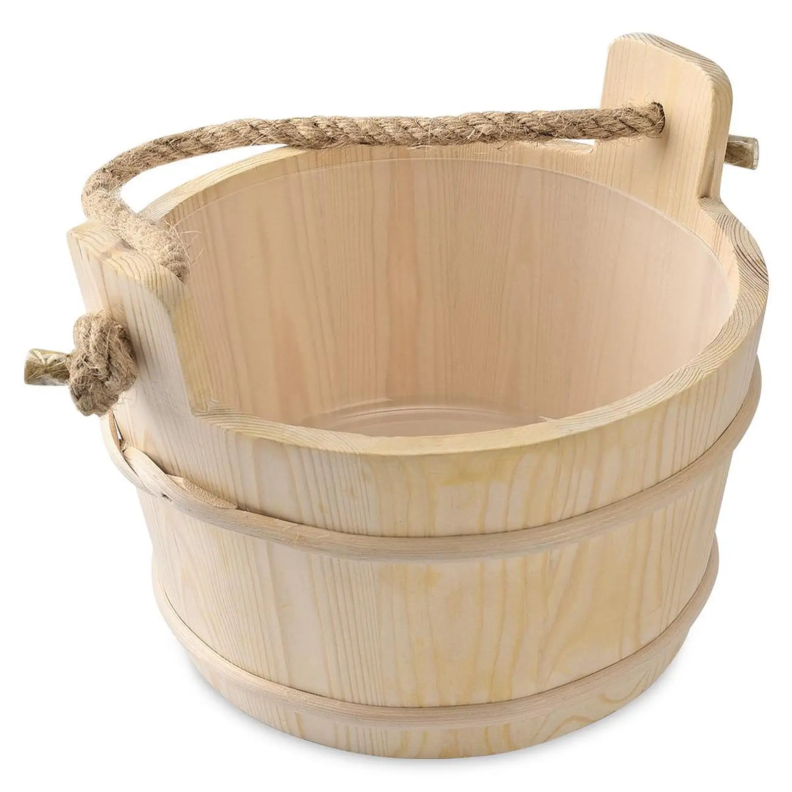 Handmade Wooden Sauna Water Bucket with Ladle Portable Bath Flower Pot Outdoor Barrel for Sauna Bath Home