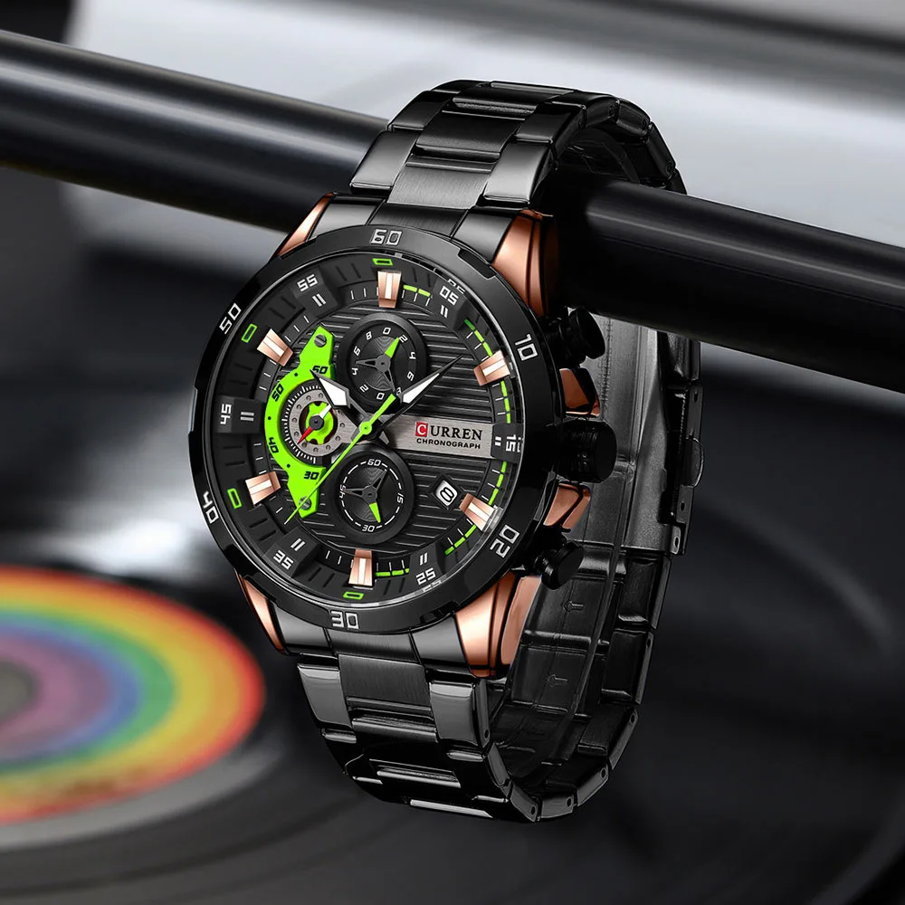 CURREN 8402 Herren Edelstahl-Uhr Kreatives Mode-Design Leuchtendes Zifferblatt mit Chronograph Freizeit-Luxus-Herrenuhr Reloj Hombre – Detail 22