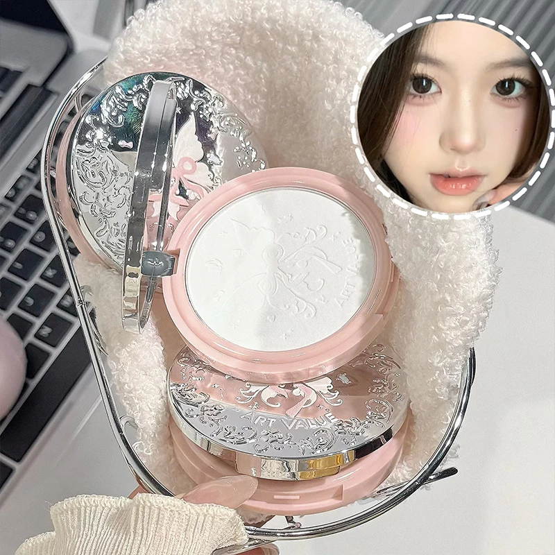 Setting powder compact, long-lasting makeup, waterproof matte finish, natural makeup effect