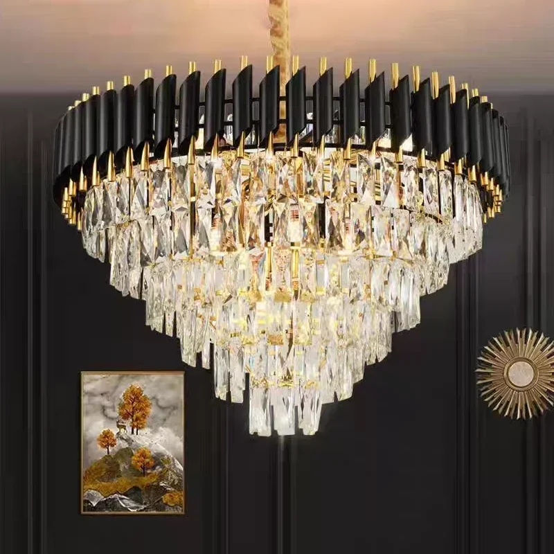 

Modern Crystal Chandeliers Lighting Hall Villa Living Room Lustre Home Decor E14 Pendant Lights Bedroom Hanging Lamps Luminaire