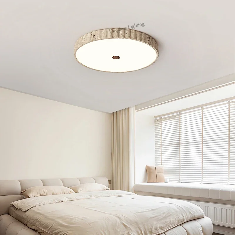 2026 Travertine Full Spectrum LED Ceiling Lamp Natural Stone Ceiling Light Indoor Decor Lighting Living Dining Room Bedroom Stud