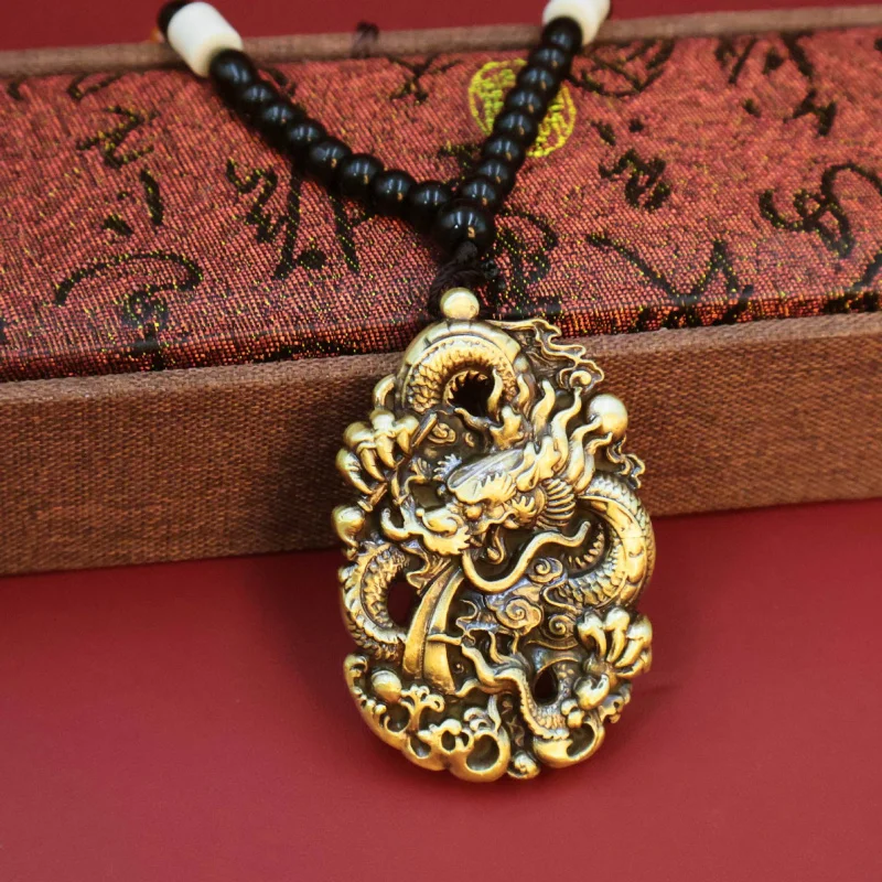 

Brass Vintage Dragon Sign Handle Piece Home Decor TV Cabinet Wine Cabinet Ornament Personalized Solid Portable Play Pendant