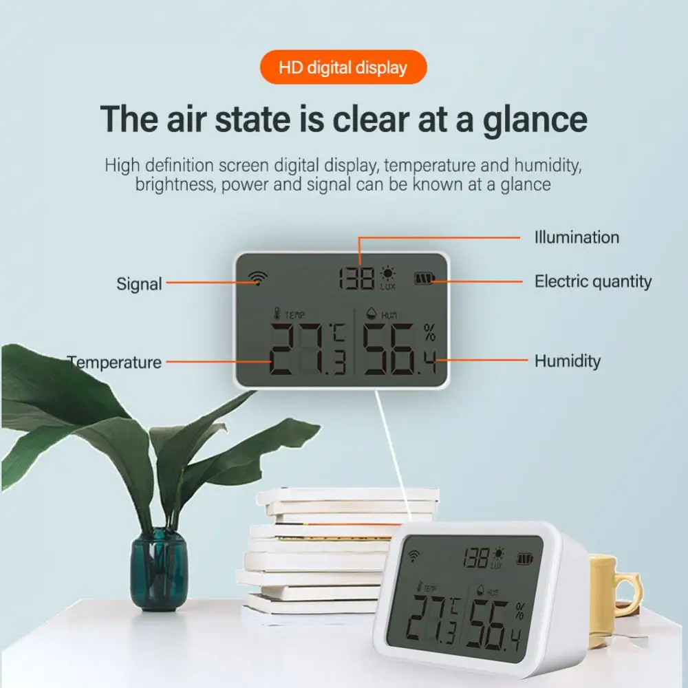 Alarm Brightness Detecter Two-in-one Temperature And Humidity Sensor Scene Linkage Wifi Zigbee3.0 Thermometer Detector Tuya