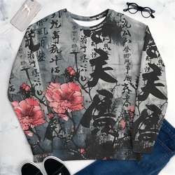 Pullover Sweatshirt For Men Japanese Style Graffiti 3D Printed Long Sleeve Tops Oversized Street Hip Hop O-Neck Casual Hoodies