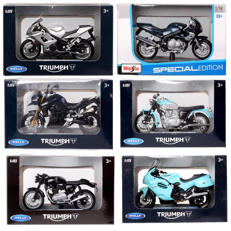 

Масштаб 1/18 Welly Triumph Tiger Explorer 800 Sprint RS Bonneville Daytona Trophy Thruxton 1200, литая под давлением игрушка, модель мотоцикла, велосипед