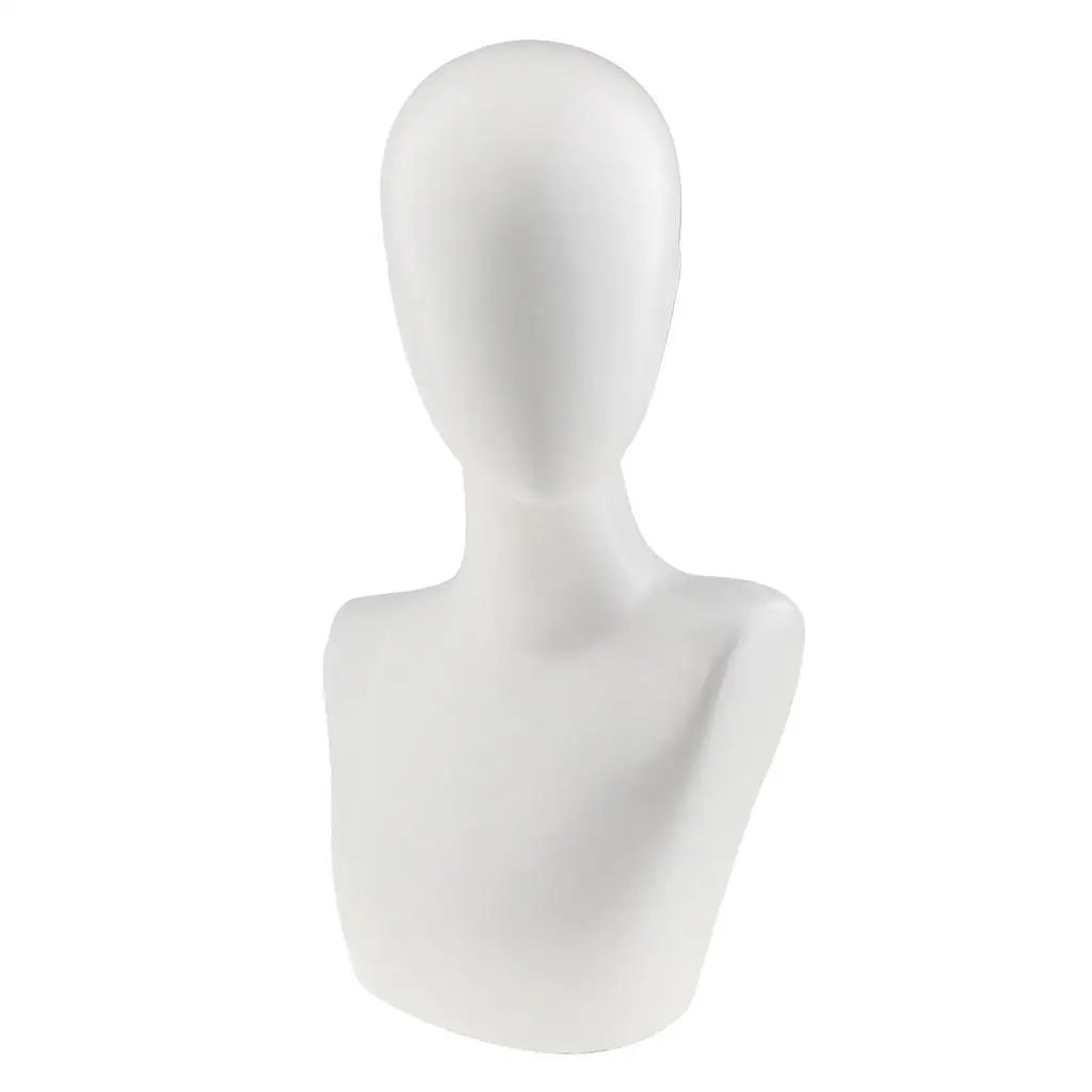 White ABS Plastic Mannequin Head Bust Jewelry Wig Cap Necklace Pendant Display Stand Holder