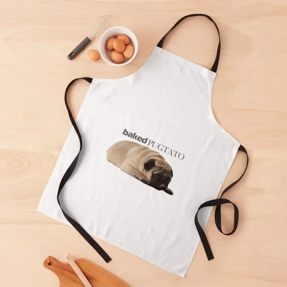 

Baked pugtato Apron Trim Cloth Cute Kitchen cook wear barber men Apron