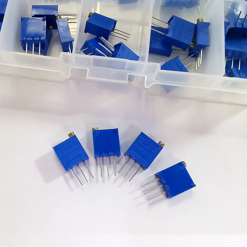 50pcs/lot 3296W Multiturn Trimmer Potentiometer Kit High Precision 3296 Variable Resistor With Free Box electronic diy kit ﻿