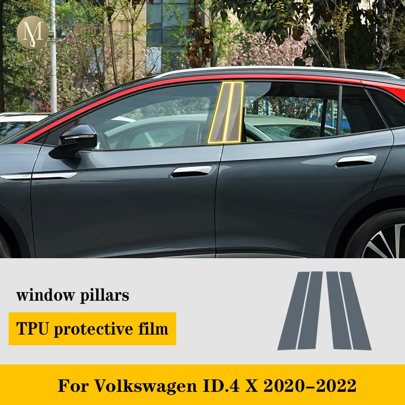 For Volkswagen ID.4 X 2022-2023 Car Exterior Body film B C Window pillar Scratch prevention Repair membrane TPU PPF Film refit