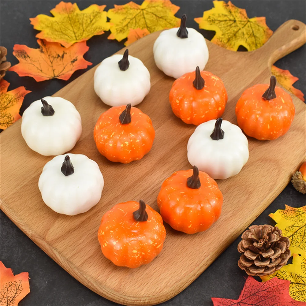 12pcs Mini Artificial Halloween Pumpkin Fake Vegetable Simulation Pumpkin Diy Craft Ornaments Halloween Home Party Decoration