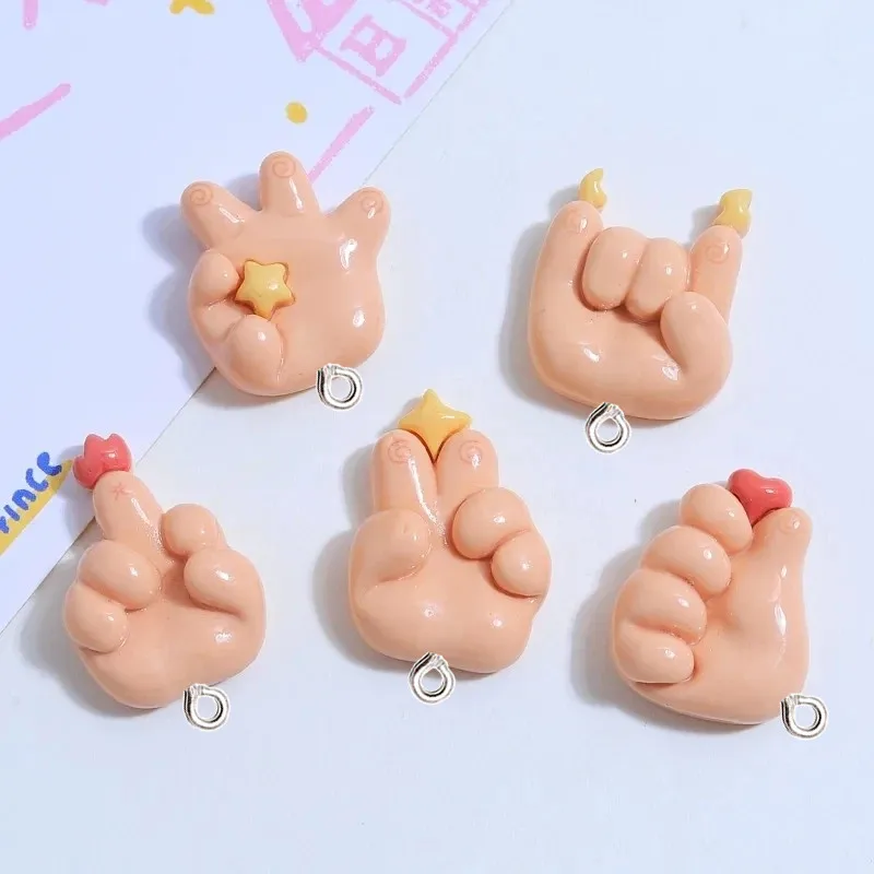 10Pcs Kawaii Cute Finger Plaything Resin Pendant DIY Earrings Necklace Pendants Bracelet Keychain Decoration Flat Back Resin