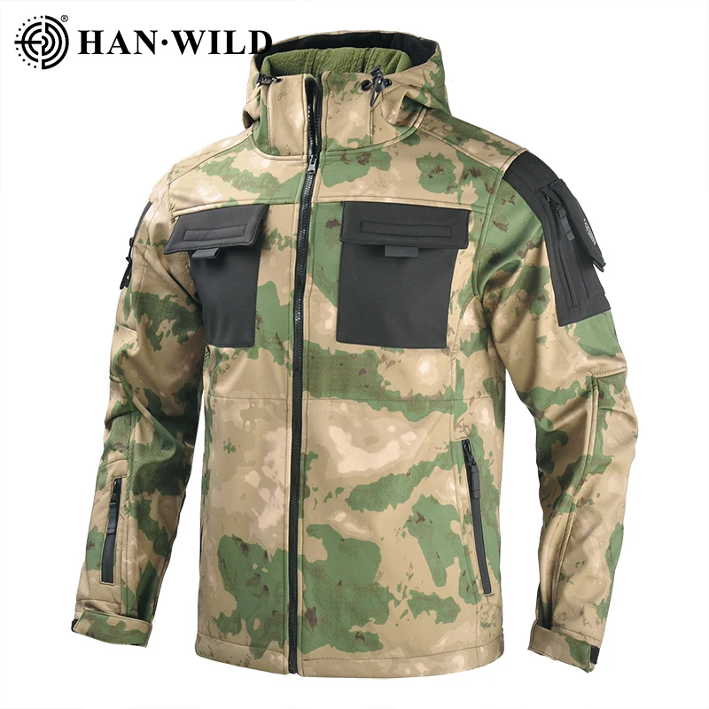 

Winter Soft Shell Coat Combat Fleece Jacket Windproof Tactical Jackets for Men Hiking Windbreaker Hooded Thermal Hunting Jacket