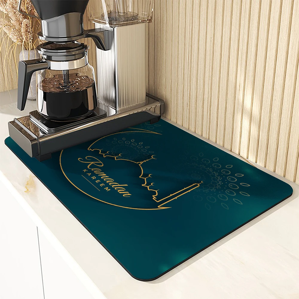 Absorbent Coffee Mat Dish Draining Mat Eid Al-Fitr Ramadan Kitchen Drying Mat Quick  Bathroom Drain Pad Kitchen Faucet Placemat