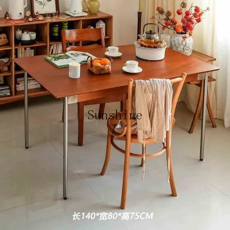 شقة منزلية صغيرة قديمة من الفولاذ المقاوم للصدأ قابلة للسحب وطاولة طعام وكرسي #3