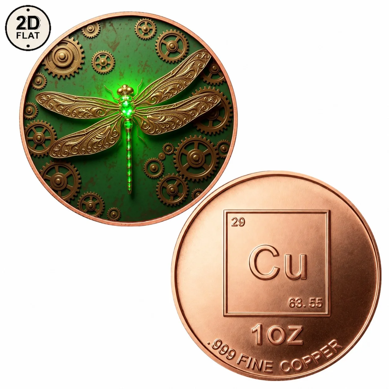 1pc Steampunk Insect Collectible Copper Coin 1oz Fine Copper Gear Dragonfly Commemorative Token Retro Art Keepsake Gifts