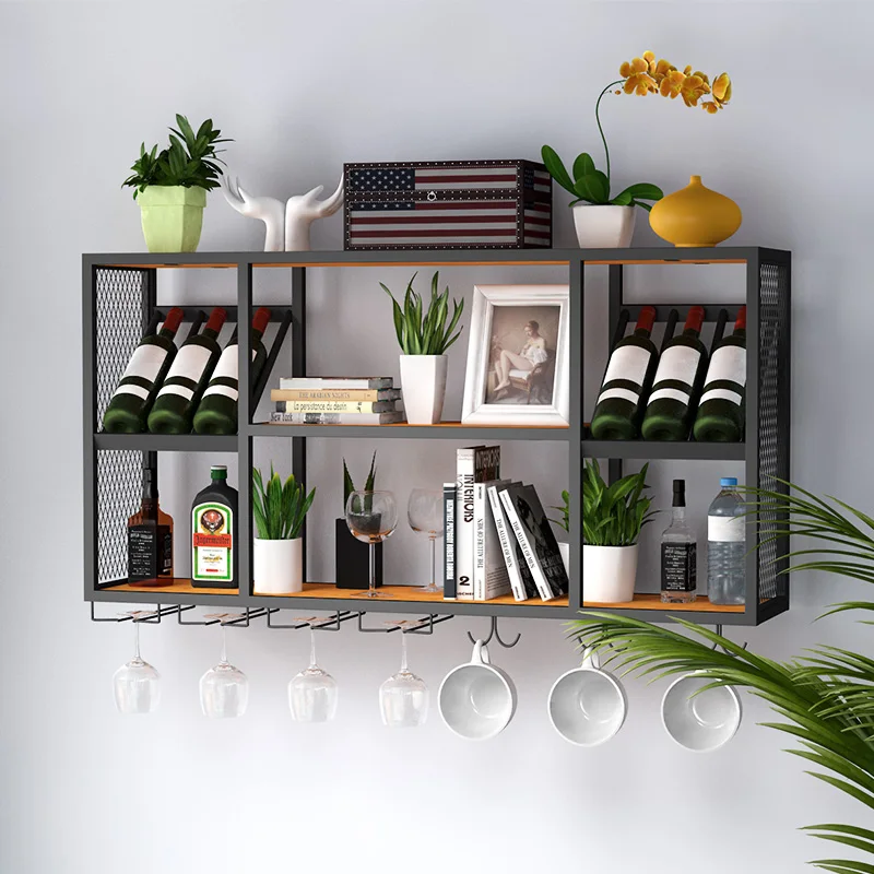 

Customized: wrought iron wall shelves, living room wine cabinet, wine racks, wall-mounted dining room, home hanging wine racks