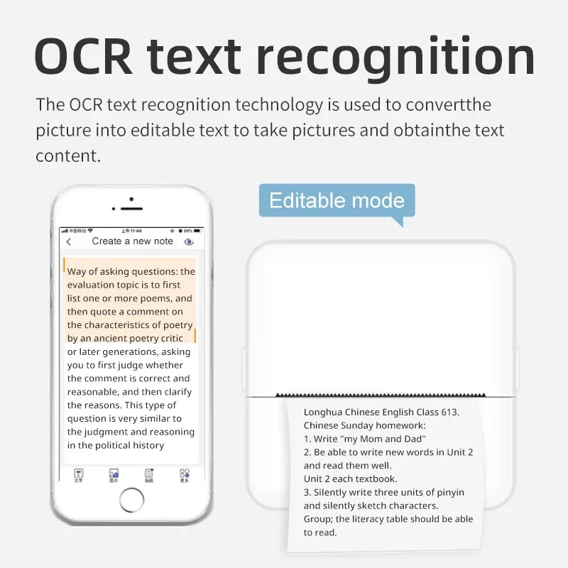 طابعة حرارية صغيرة عالية الدقة محمولة تحمل طابعة بلوتوث للطلاب عنوان الخطأ ملاحظة جيب خاطئ طباعة بدون حبر #4