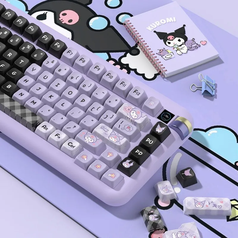 

Sanrio Kuromi Keycap Anime Kawaii PBT Keycap 138 158 Key Adaptation 61 68 87 75 96 98 104 108 Mechanical Keyboard Cute Girl Gift