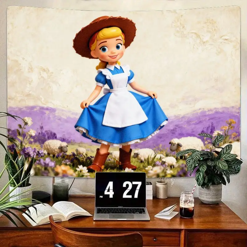 

1 шт. Гобелен «История игрушек» Bo Peep Shepherdess, милое настенное искусство с изображением лаванды и овцы, современный полиэстер, домашний декор для детской комнаты для Disn