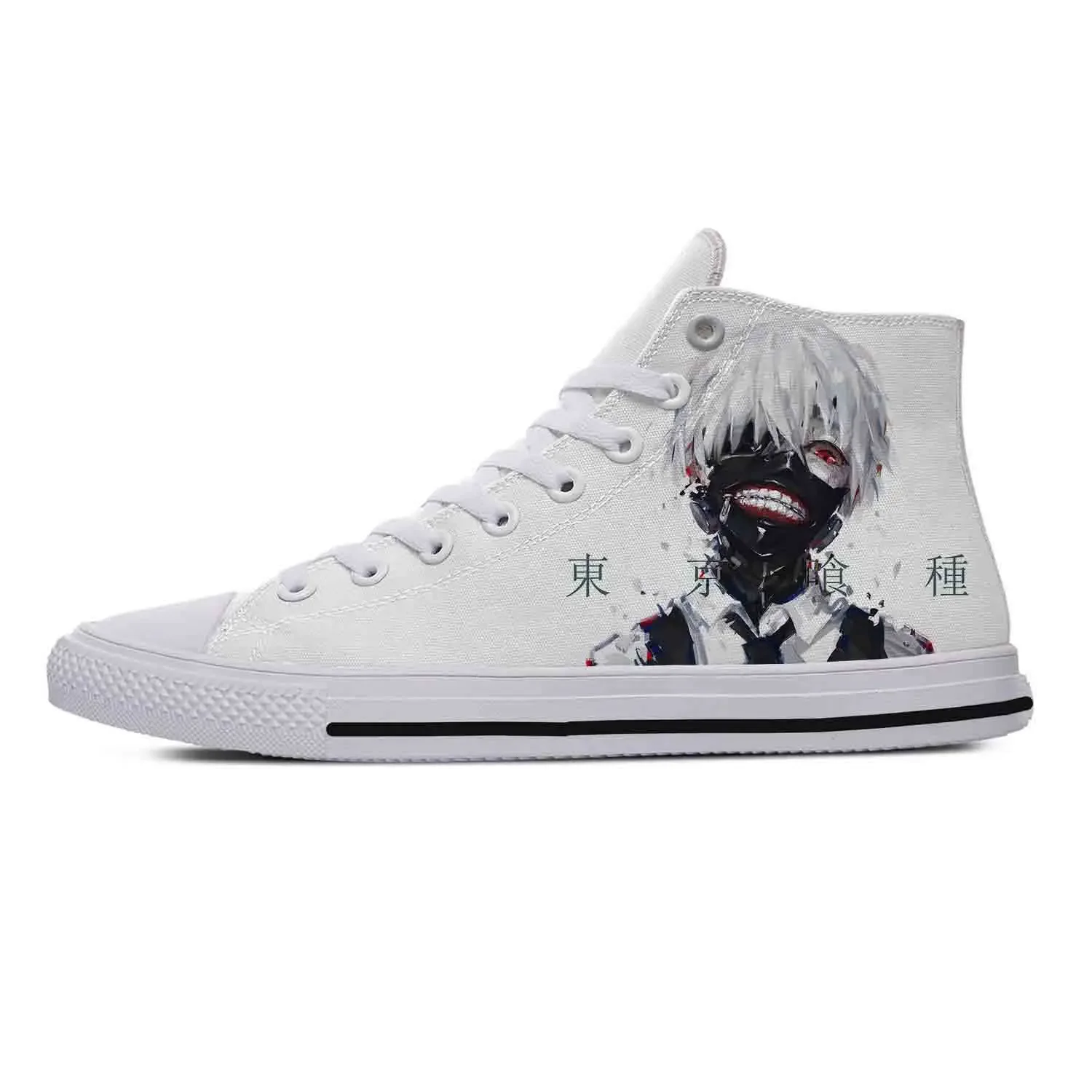 Homens e mulheres Tokyo Ghoul Anime Tênis de topo alto, tênis casual de lona, sapato leve, impressão 3D, moda divertida, adolescente, quente