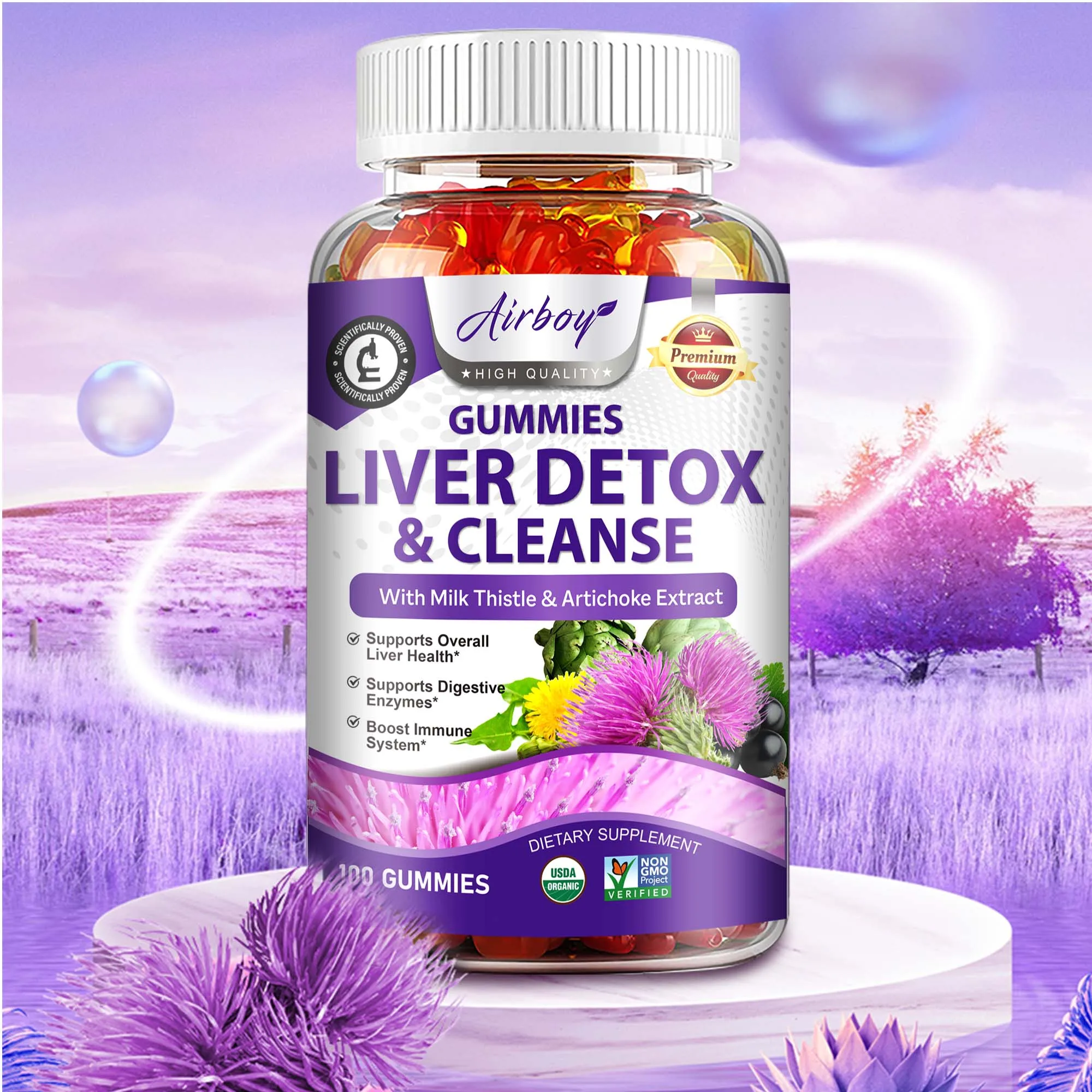 

Liver Cleanse Detox Gummies - Supports Healthy Liver Function, Helps Cleanse The Liver, Metabolism - with Milk Thistle,Dandelion