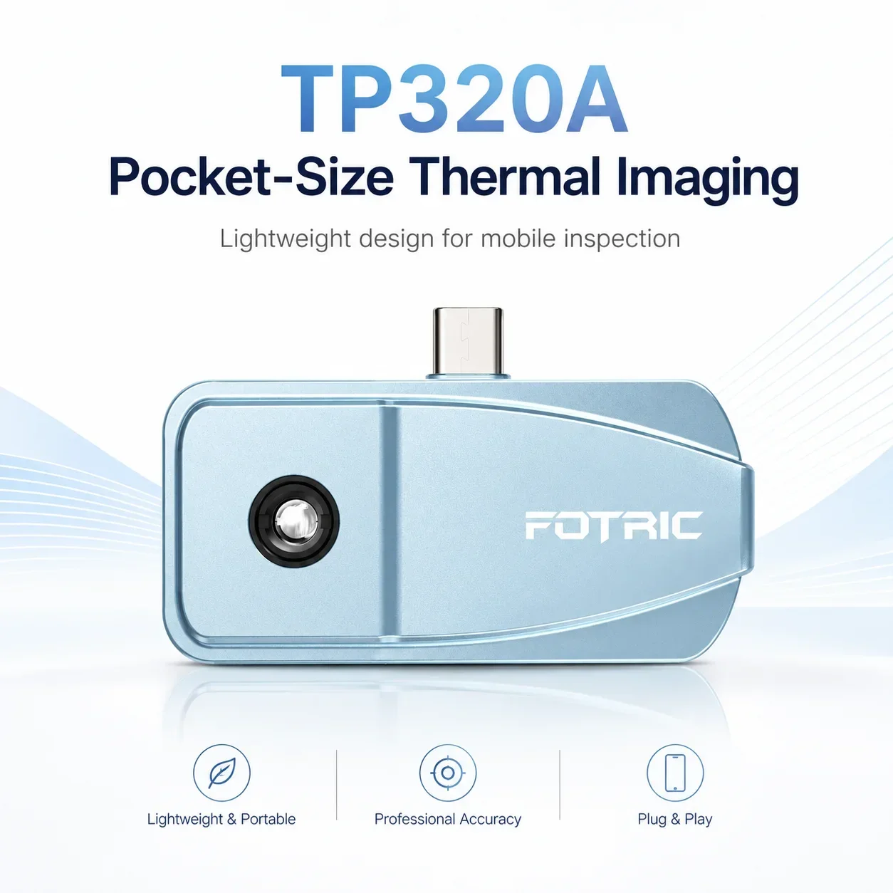 FOTRIC TP320A Thermal Camera Android, 320x240 USB-C Infrared Imager, 25Hz 35mK NETD, -20℃~550℃, for HVAC Electrical Inspection