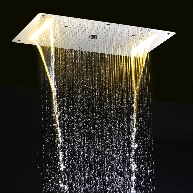 Bathroom Acssories LED Shower Head 380*700MM 4functions Water column Mity Massage  Rainfall Overhead Waterfall Fauctes Panel