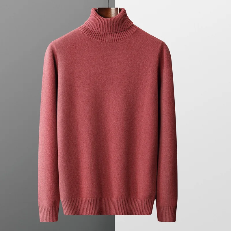 Autumn and winter cashmere sweater men\'s high-necked thick pullover youth loose warm bottoming shirt pure wool casual knit top