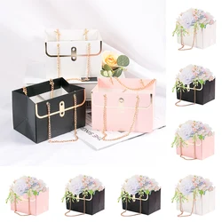 1/2pcs Paper Flower Bags with Metal Chain Portable Flower Gift Bags for Weddings Flower Bouquets Birthday Mother's Day Gift Bags