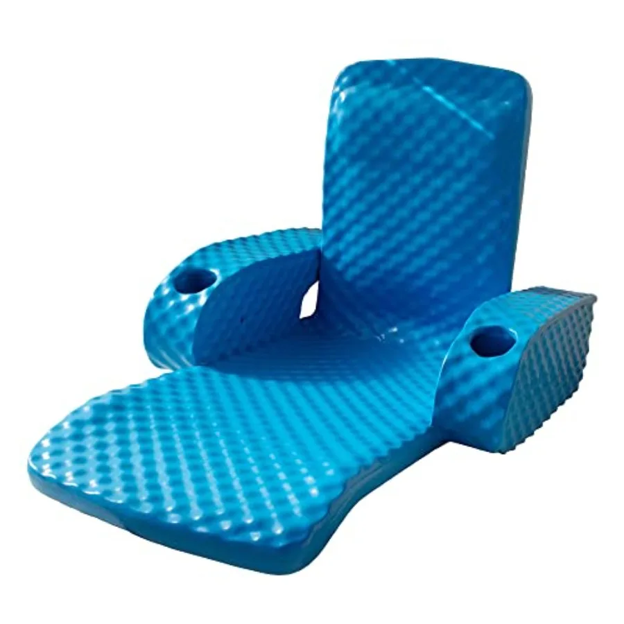 

Folding Baja II Lounger Foam Swimming Pool Float Portable Floating Lounger with 2 Cup Holders for Beach Essentials Marina Blue