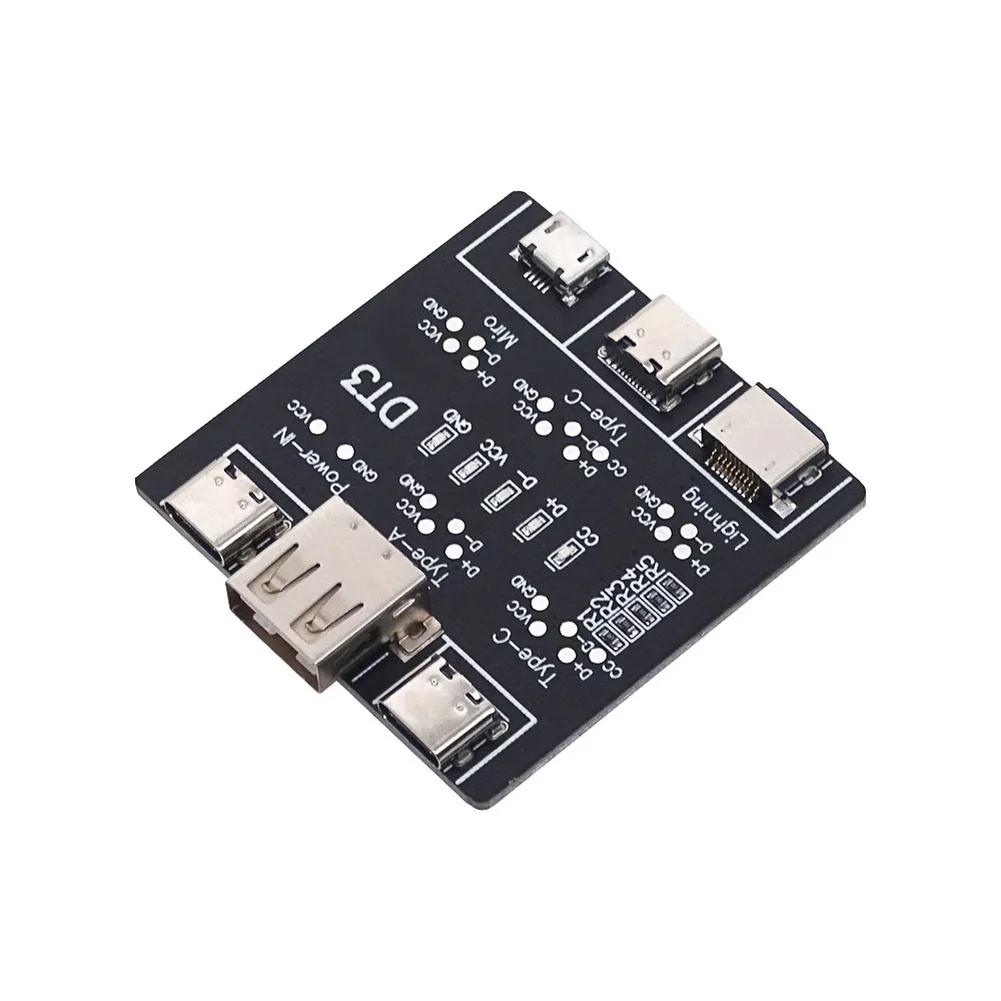 USB-C Fast Charging Cable Tester Portable Fault Detection Board for Data Line Diagnostics 5.4x5cm Plastic Build