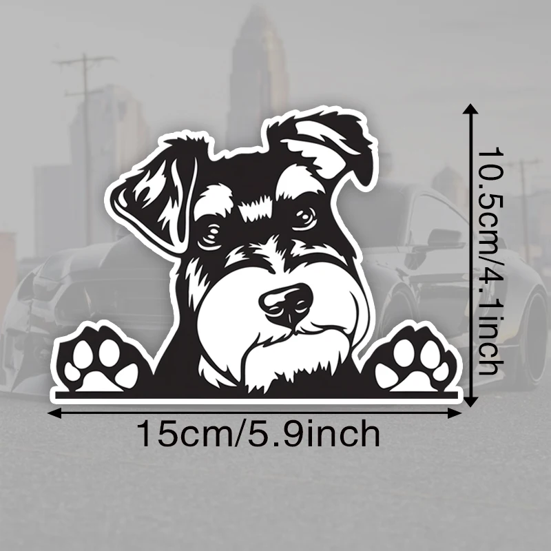 15x10.5cm Miniature Schnauzer Cute Dog Car Decals Bumper Window Stickers Car Accessories Waterproof Vinyl Material