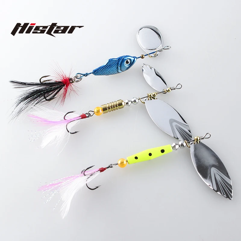 HISTAR Fishing Spinner Spoon Bait Suit Laser Anti Biting Wing Shape Treble Hook High Quality Long Casting 360 Degree Rotating