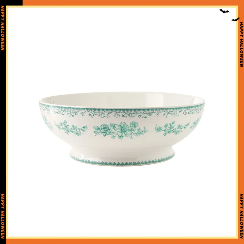 ชามเสิร์ฟ 11 นิ้วของ Agatha Stoneware สีฟ้า เครื่องล้างจานและไมโครเวฟปลอดภัย