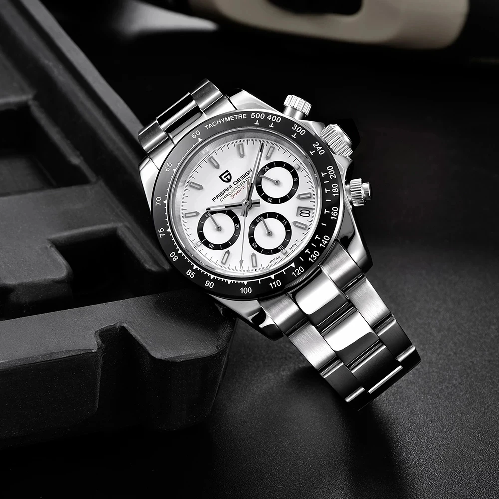 40mm PAGANI DESIGN New Men\'s Sports Quartz Watches Sapphire Stainless Steel Waterproof Watch Men Chronograph VK63 Reloj Hombre