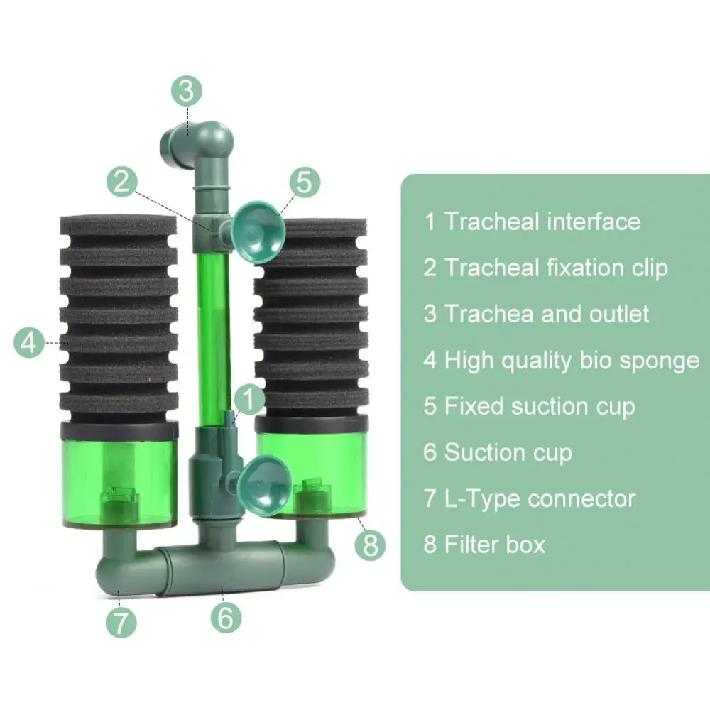 فلتر إسفنجي بيولوجي من الروبيان QS200a، فلتر خزان الأسماك، مضخة هواء متوسطة معلقة، فلتر إسفنجي بيولوجي، ملحقات خزان الأسماك