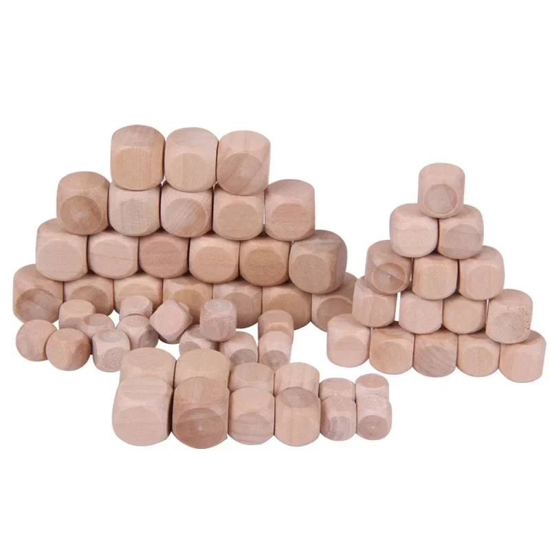 10 Pcs Blank Wooden Dice Unfinished Square Blocks 6 Sided Wood Cubes with Rounded Corners for DIY Craft Projects