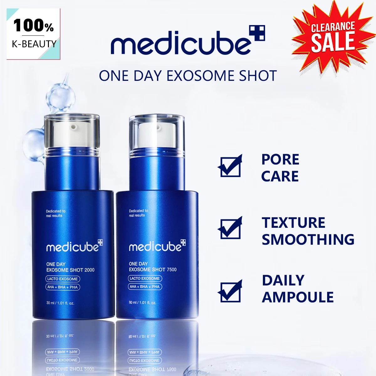 [ClearanceSale] Medicube One Day Exosome Shot 30ml,Silky Watery,Soft Gentle,Hydrated Non-Sticky,Korean Skincare,Korean Makeup