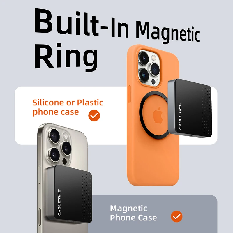 CABLETIME Custodia SSD M.2 2230 NVMe Adattatore esterno magnetico da 10 Gbps da M.2 a USB tipo C per ProRes MacBook iPhone 16 Pro Max