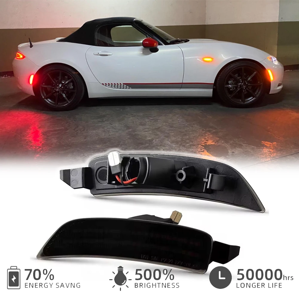 4pcs Smoked Lens Front Rear LED Side Marker Fender Light For Mazda Miata MX-5 2016-2022 Car Styling Turn Signal Indicator