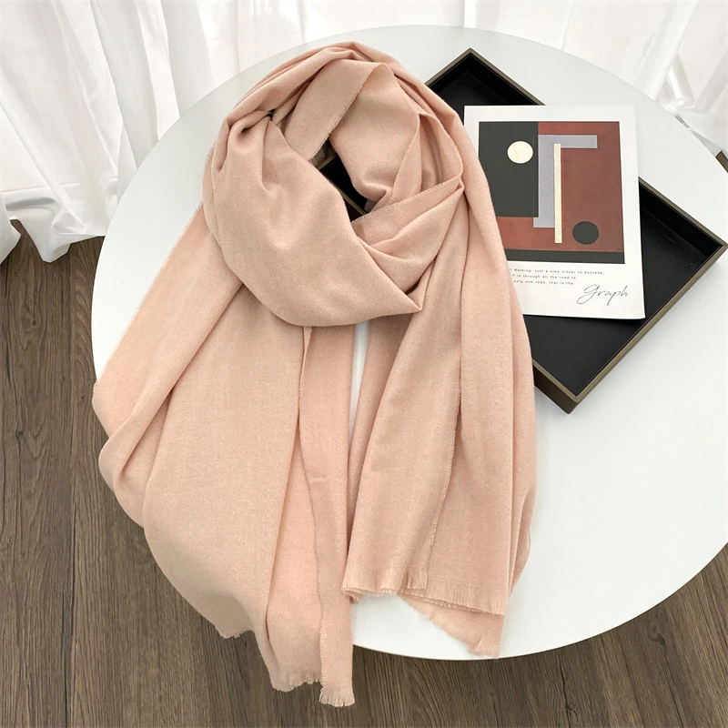 70*200 سنتيمتر بلون الشتاء الدافئة النساء وشاح شالات كشميرية سميكة منديل الحجاب يلتف الباشمينا فولارد عقال