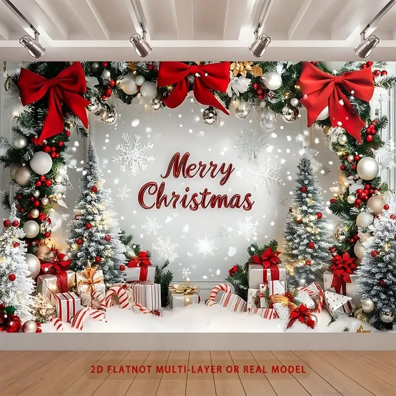 VIKAMA Photography Background Christmas Greeting Text Words Backdrop for Party Birthday Photo Booth Home Decor