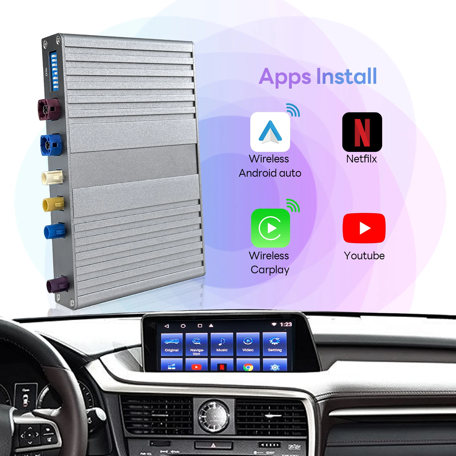 

New Hot Selling For Landcruiser Interface Android Video Interface For LC200 2016-2021 Carplay Android Auto Wireless Modul