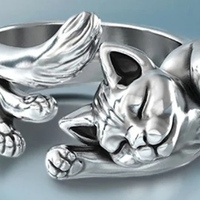 Vintage Cute Cat Rings Women Jewelry Trendy Adjustable Ring Gift Party Accessories